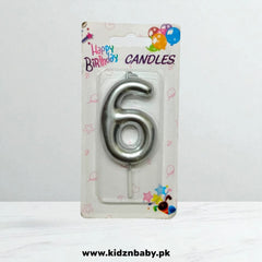 Silver number 6 Candles for Birthday Decorations