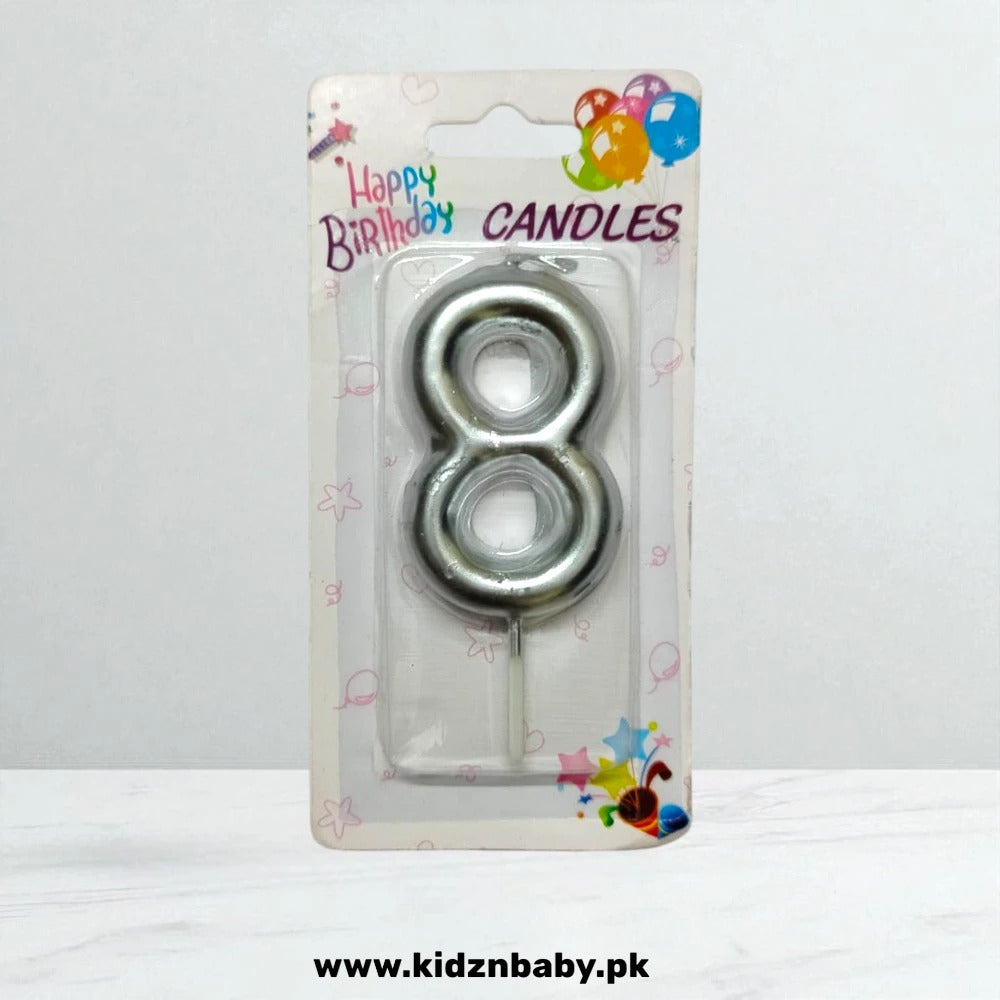 Number 8 Silver Candles for Birthday and evenet decorations