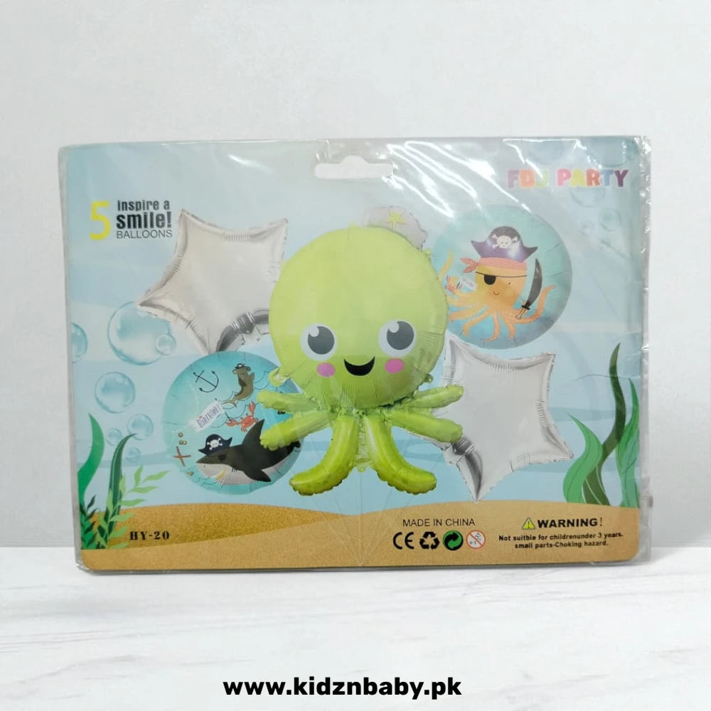 Octopus yellow foil balloons pack of 5 for sea theme kids birthday party decoration Pakistan