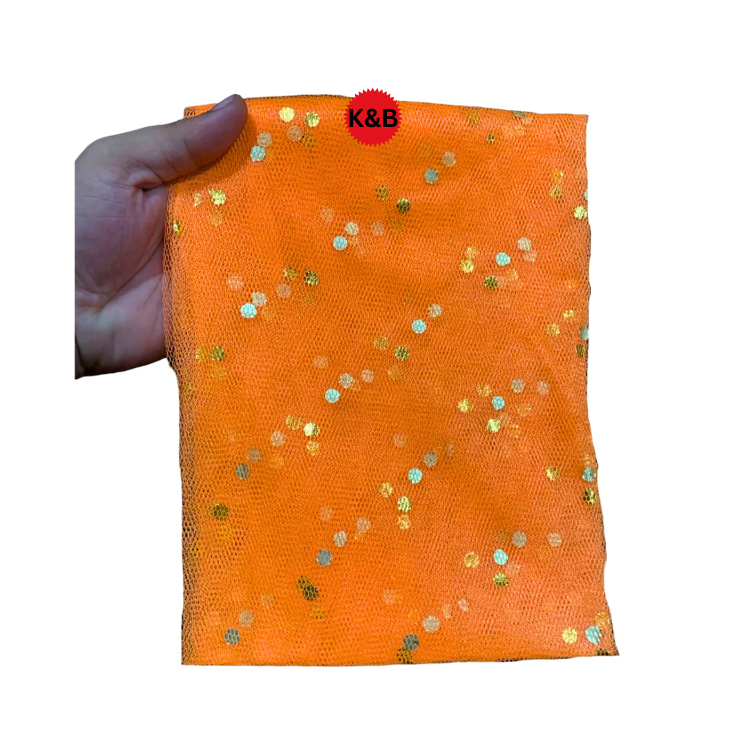 Orange Dotted net curtain for celebrations