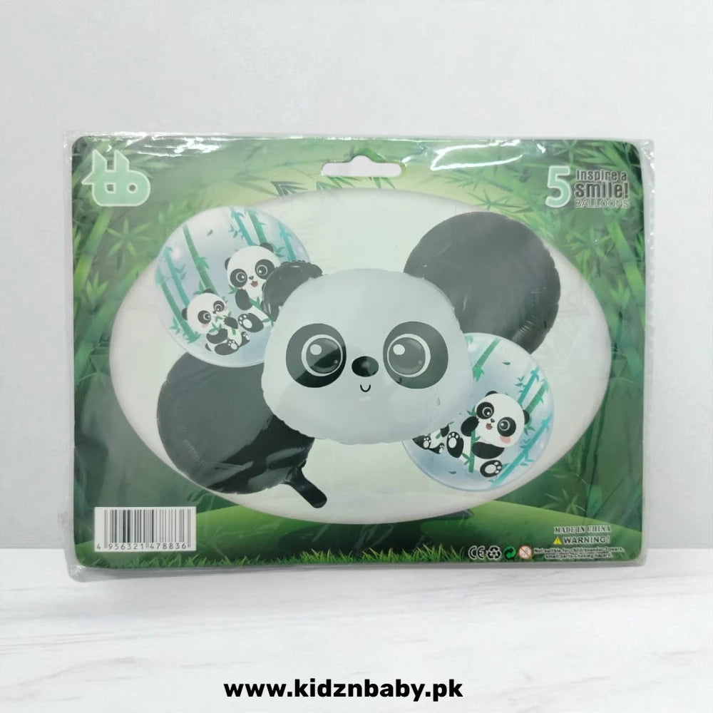 Panda Face Foil Balloons Set – 5 Pieces for Birthday Party