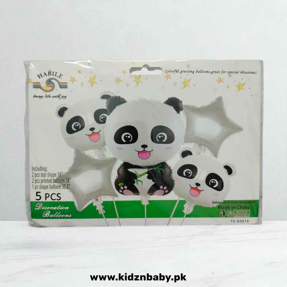 Panda foil balloons set of 5 for kids birthday and party decoration in Pakistan