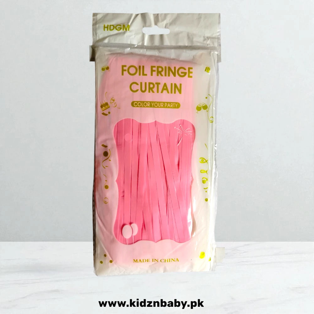 Pink Macaron Pastel Foil Fringe Curtain for Girls Birthday Party