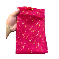 Dark Pink dotted net curtain