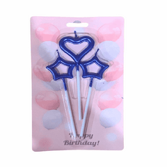 Heart and Star Shape Candle for Cake in purple Color