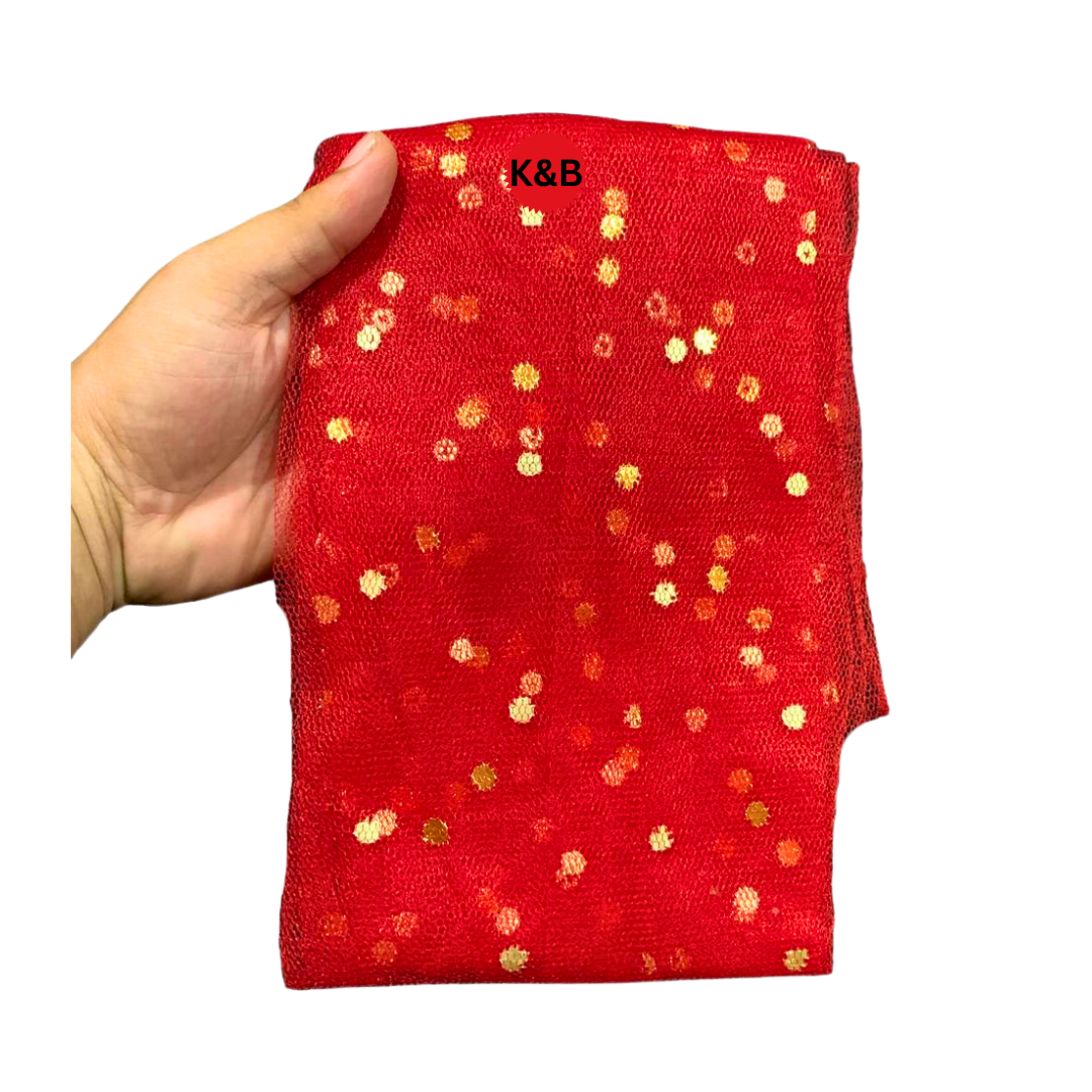 Dark Red Dotted curtain for anniversaries