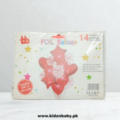 Red White confetti heart foil balloons