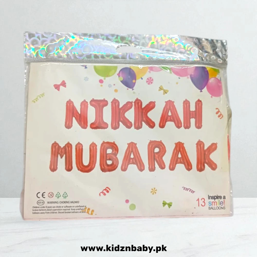 Red Nikkah Mubarak Alphabet foil balloon