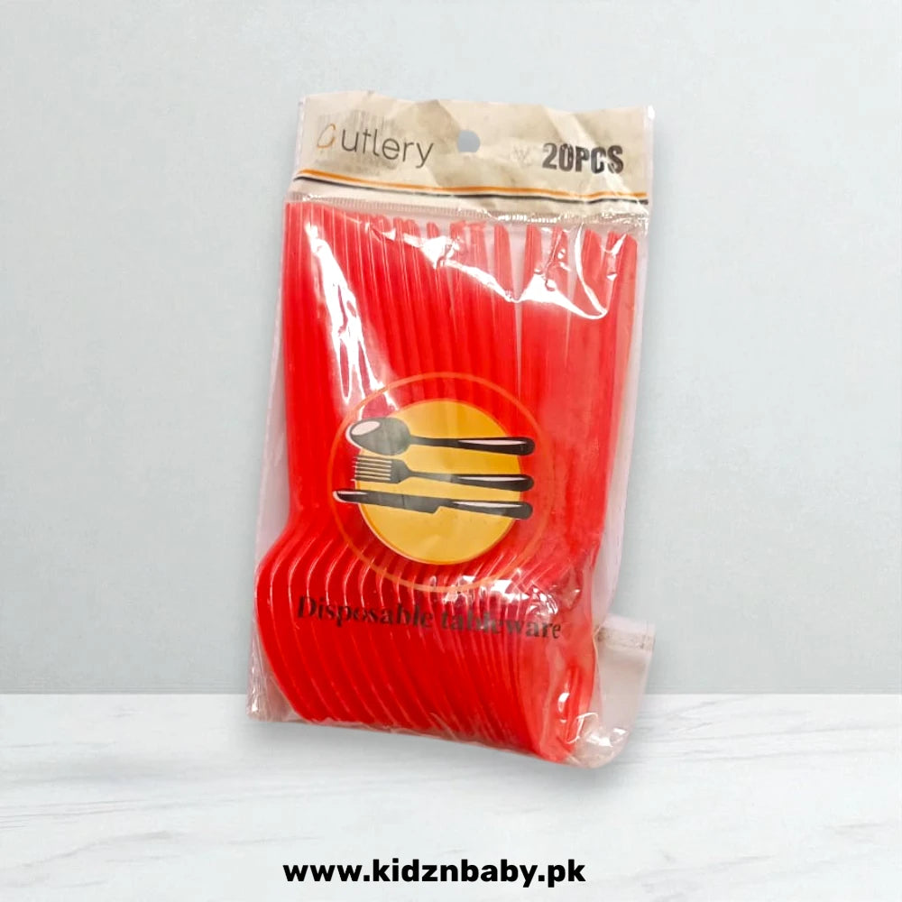 Red Plastic Table Spoons for eating cakes