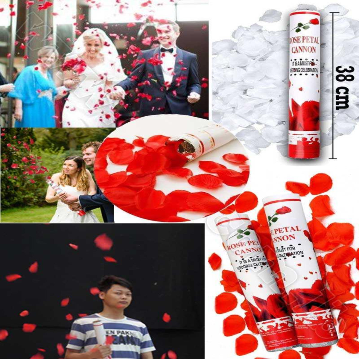 Red Rose Petal Confetti Cannon for Indoor and Outdoor Celebrations