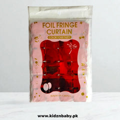 Red Square Shape Foil Curtain for Birthday and Anniversary Decor