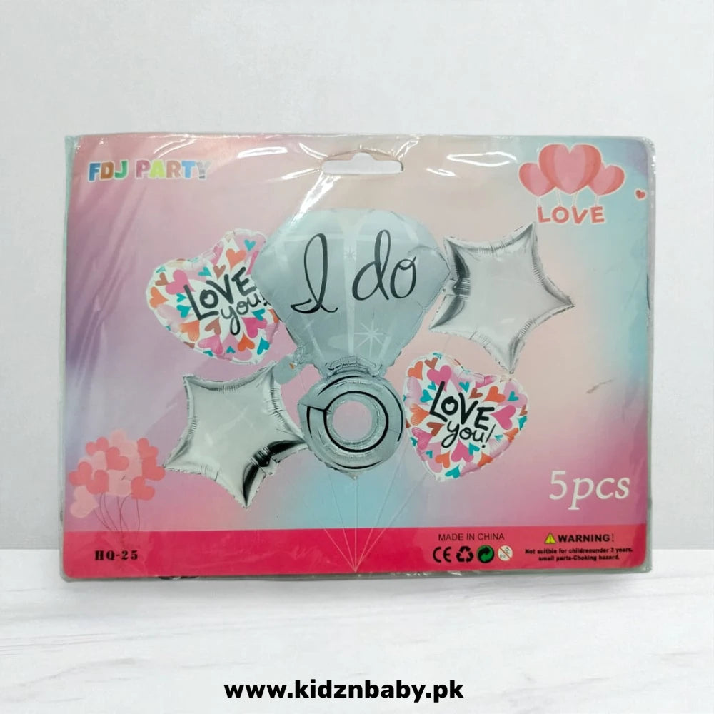 Ring I Do Silver Balloons Set 5Pcs – Wedding & Engagement Decorations Pakistan