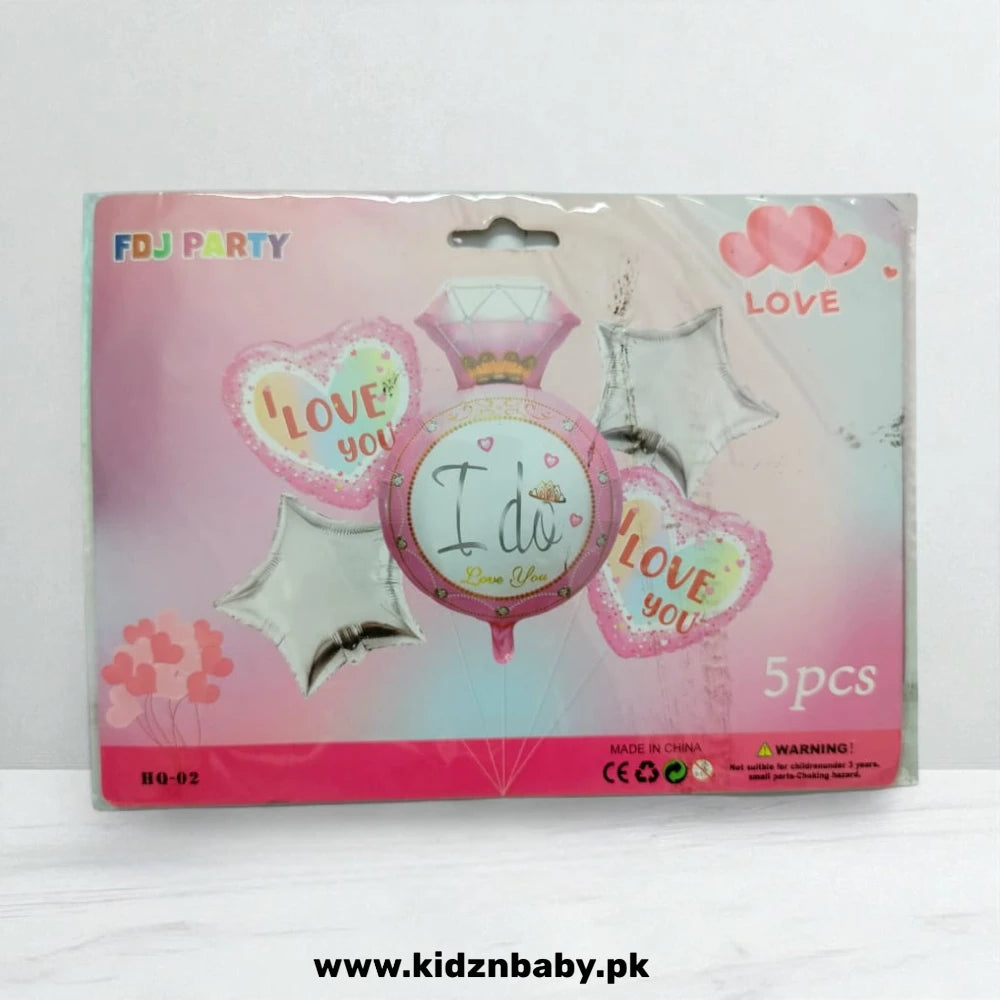 Ring I Do Pink Foil Balloons Set – 5 Pcs for Wedding & Engagement Party Decoration