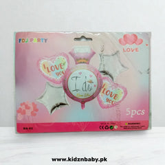 Ring I Do Pink Foil Balloons Set – 5 Pcs for Wedding & Engagement Party Decoration