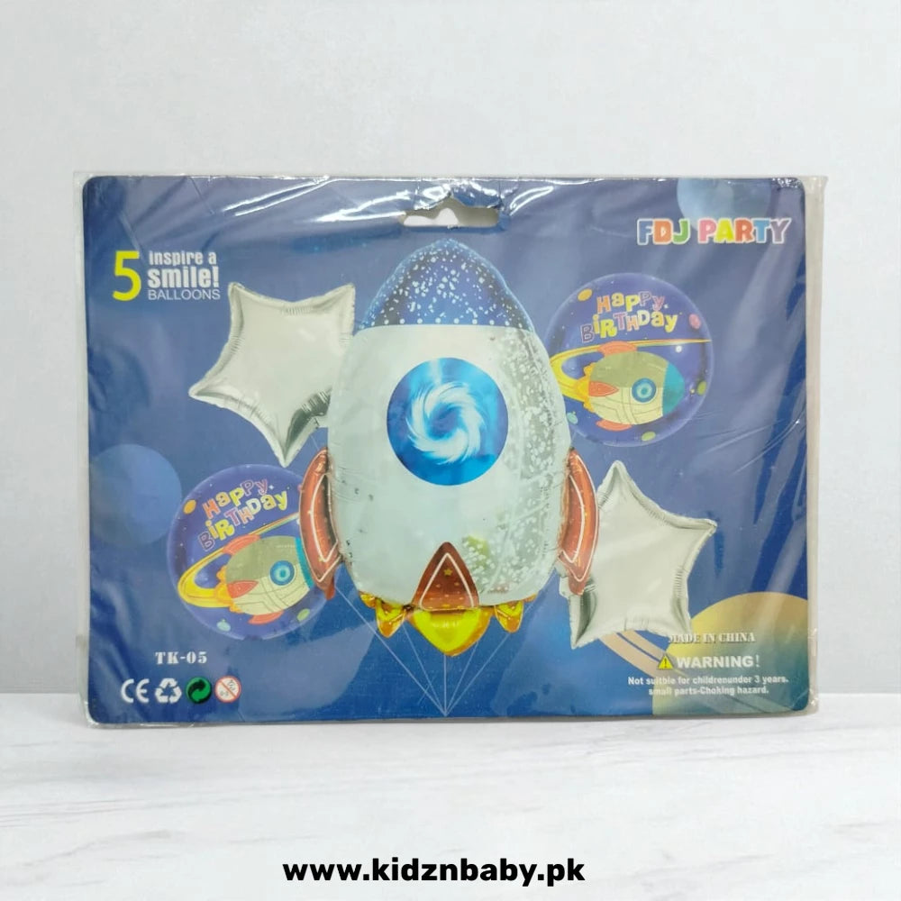 Rocket Theme Foil Balloons Party Combo Set 5Pcs for Kids Space Birthday Decoration in Pakistan