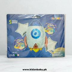 Rocket Theme Foil Balloons Party Combo Set 5Pcs for Kids Space Birthday Decoration in Pakistan