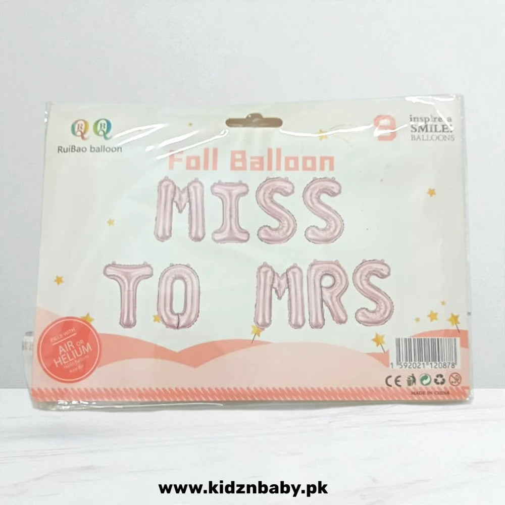 MISS TO MRS Alphabet Foil Balloons Set – Bachelorette Party