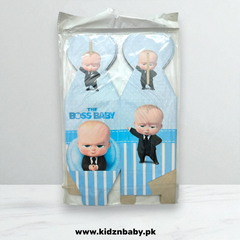 Close-up of Boss Baby character favor boxes in suit and tie design for small gifts