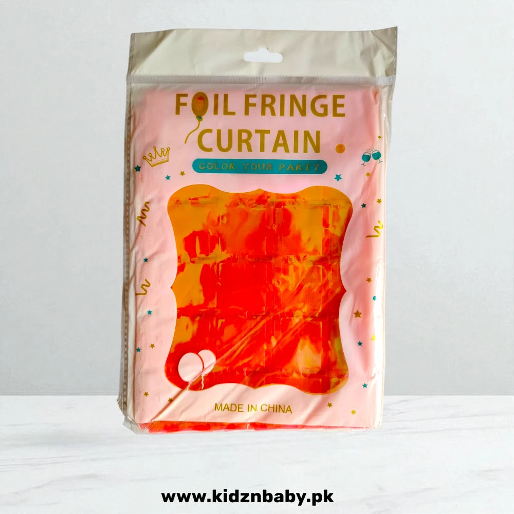 Shiny Orange Square Shape Foil Curtain for Festival and Party Decoration