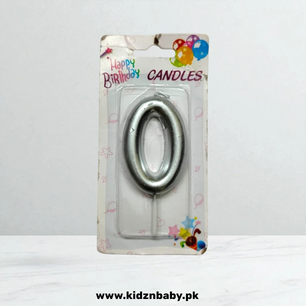 Silver Number Candles 0 for Birthday Decorations