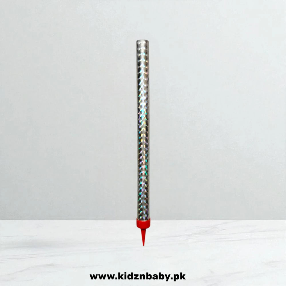 Silver 5 Inch Sparkling Candle – Elegant Cake Decoration