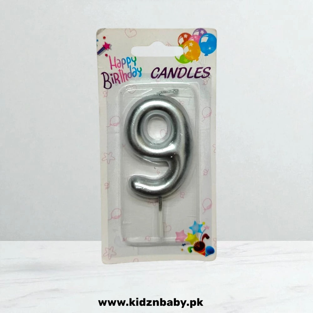 Number 9 Silver Candle for Birthday decorations