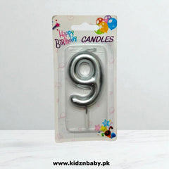Number 9 Silver Candle for Birthday decorations