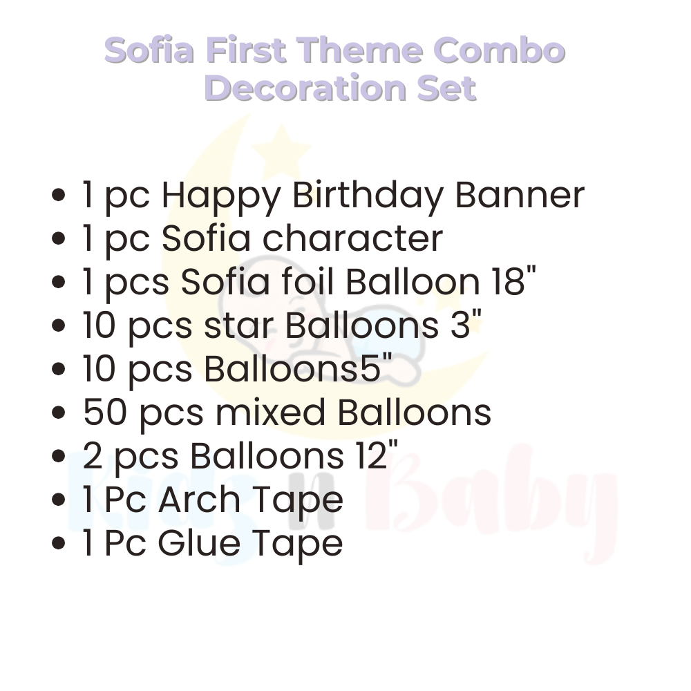Sofia first theme combo decoration set