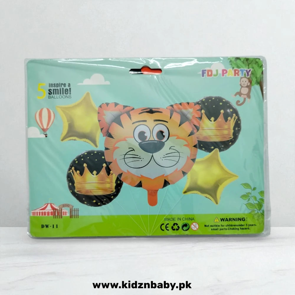 Tiger jungle theme balloons decoration set 5 pieces kids birthday party Pakistan