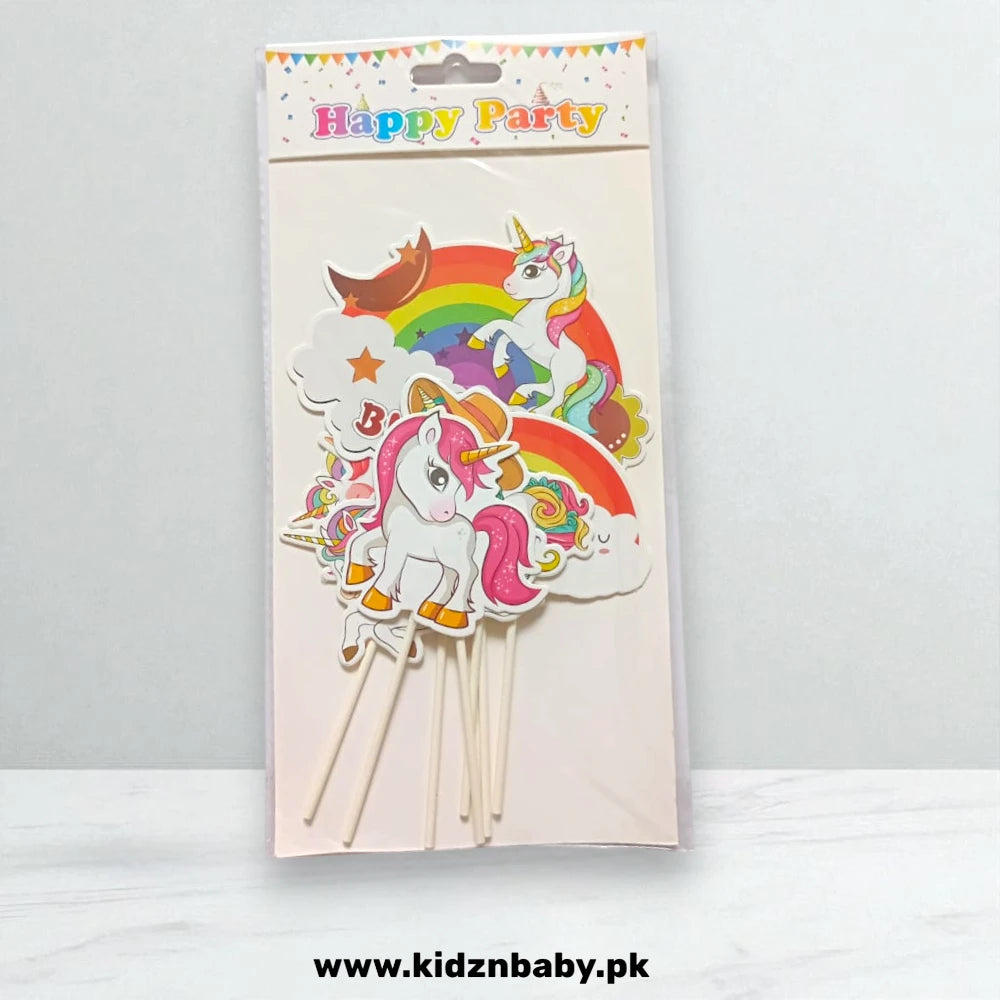 Unicorn Theme cake topper set