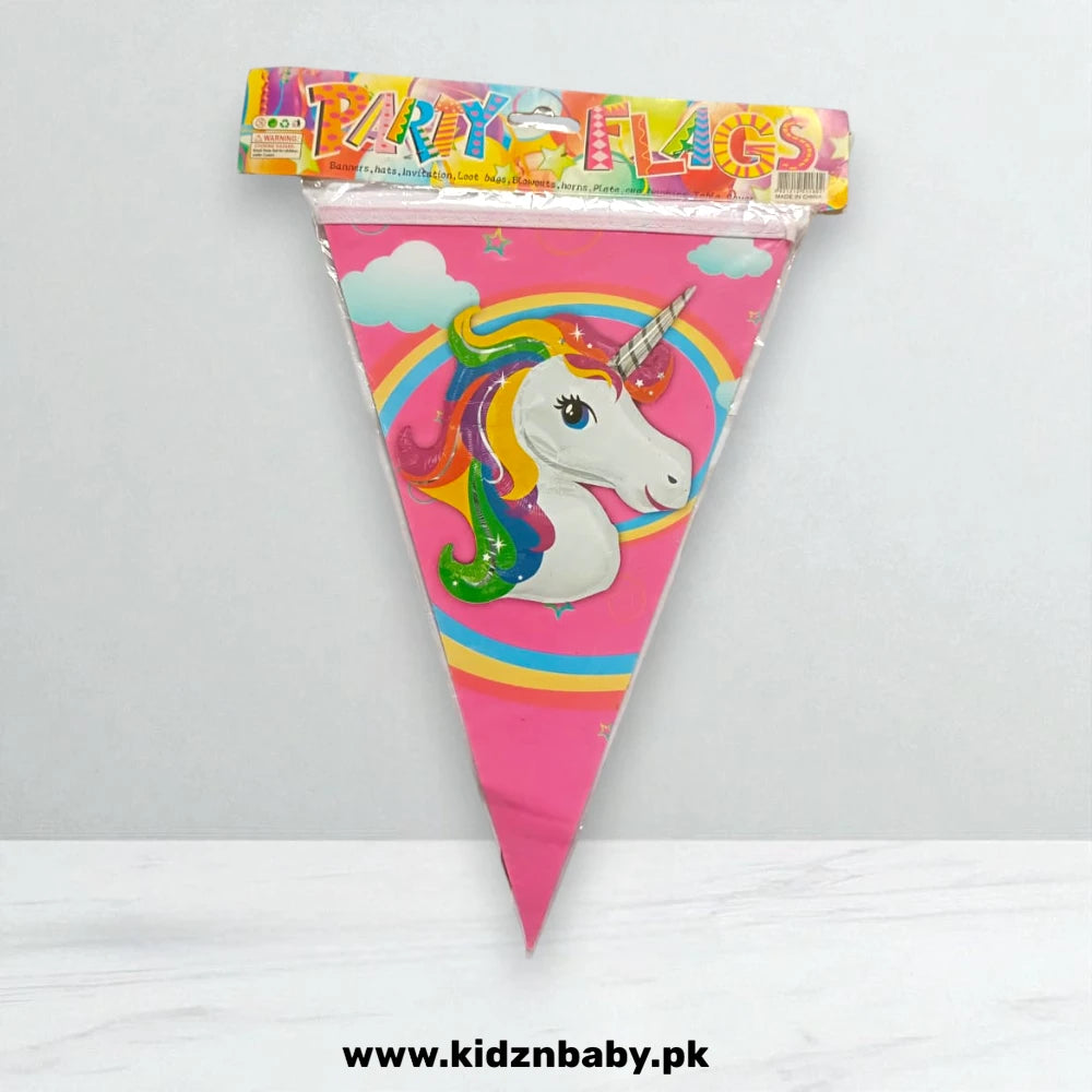 Unicorn party flags banner bunting for kids birthday decoration in Pakistan