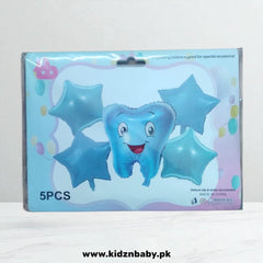 First Tooth Blue Combo Foil Balloons Set - 5 Pcs
