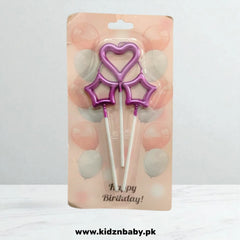 Heart and Star Shape Candle for Cake in Different Colors