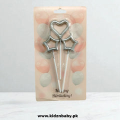 Heart and Star Shape Candle for Cake in Different Colors