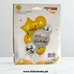 Happy Birthday Combo Balloons Set 7Pcs (Latex, Foil and Confetti)