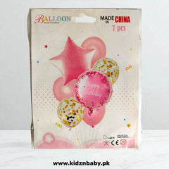 Happy Birthday Combo Balloons Set 7Pcs (Latex, Foil and Confetti)