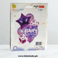 Happy Birthday Combo Balloons Set 7Pcs (Latex, Foil and Confetti)