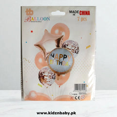 Happy Birthday Combo Balloons Set 7Pcs (Latex, Foil and Confetti)