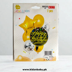 Happy Birthday Combo Balloons Set 7Pcs (Latex, Foil and Confetti)