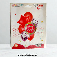 Happy Birthday Combo Balloons Set 7Pcs (Latex, Foil and Confetti)