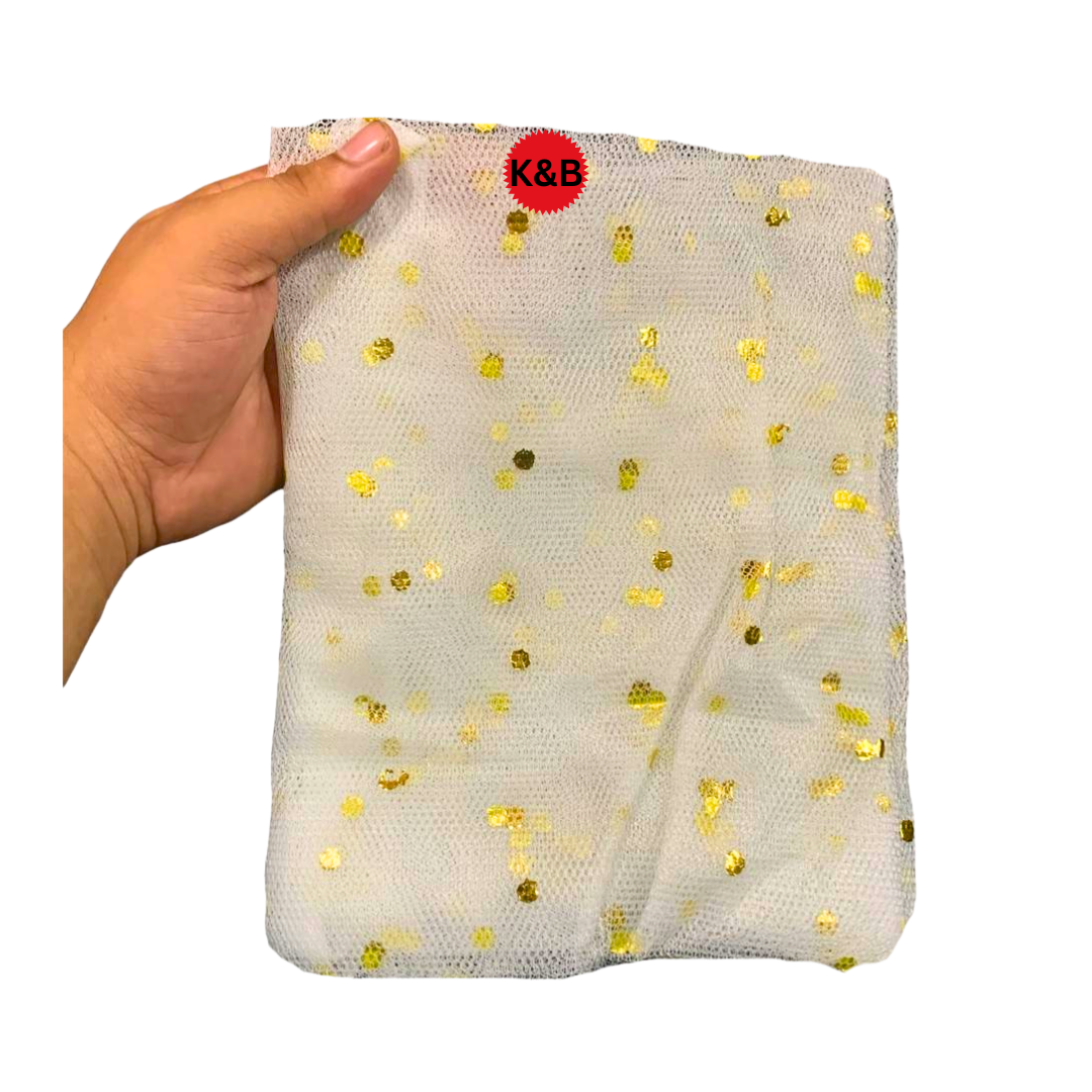 White dotted net curtain for events and celebrations