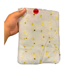 White dotted net curtain for events and celebrations