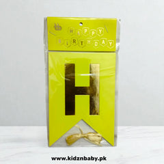 Yellow Happy Birthday Banner for Kids Birthday Celebration