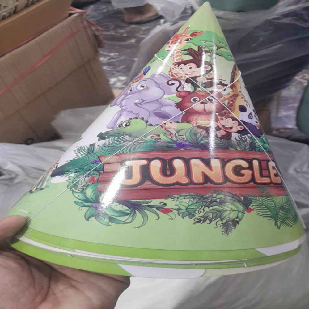 pack of 10 jungle birthday caps for kids