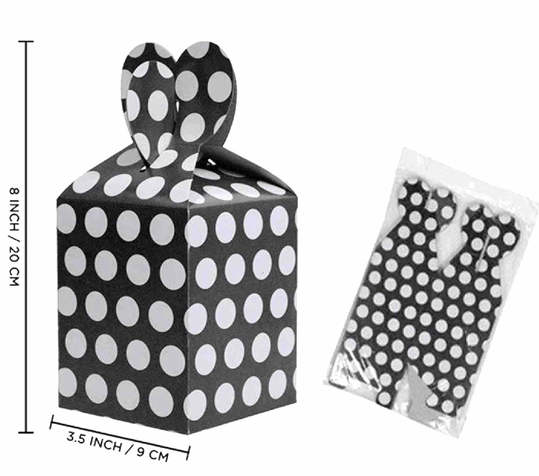 Black Polka Dot Goodies Box Collection for stylish party favors