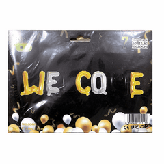 WELCOME Foil Balloons – 7-Piece Set for Welcome Party & Room Decoration
