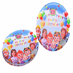 CoComelon Disposable Plates with JJ and friends, perfect for kids’ birthday parties.