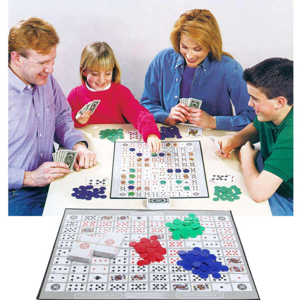 Sequence Game Board with Chips and Cards for Kids and Adults
