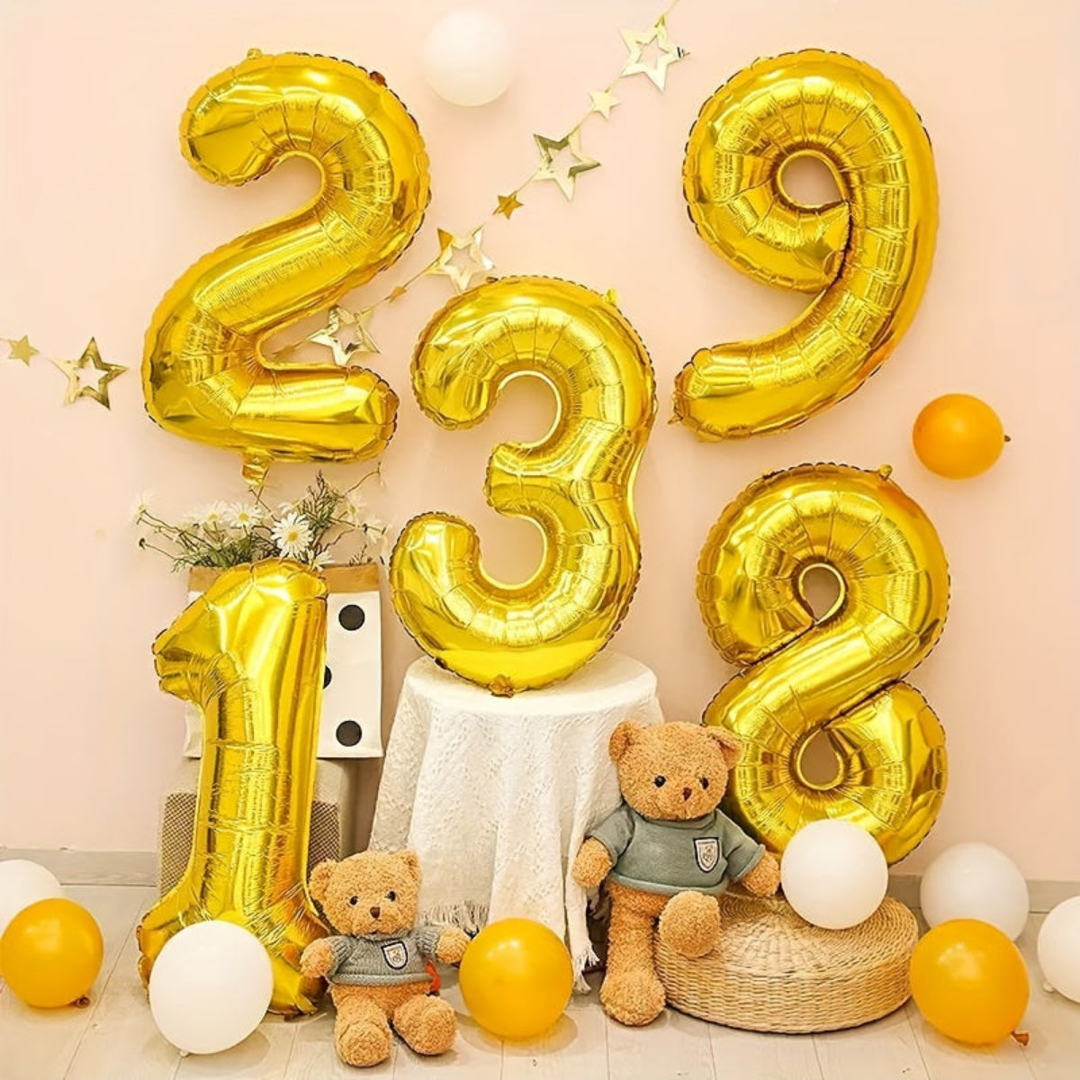 Golden Number Foil Balloons 0–9 – 16 Inch for Birthday or Anniversary Party Decor