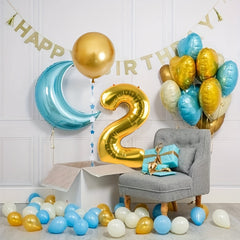 Golden Number Foil Balloons 0–9 – 16 Inch for Birthday or Anniversary Party Decor